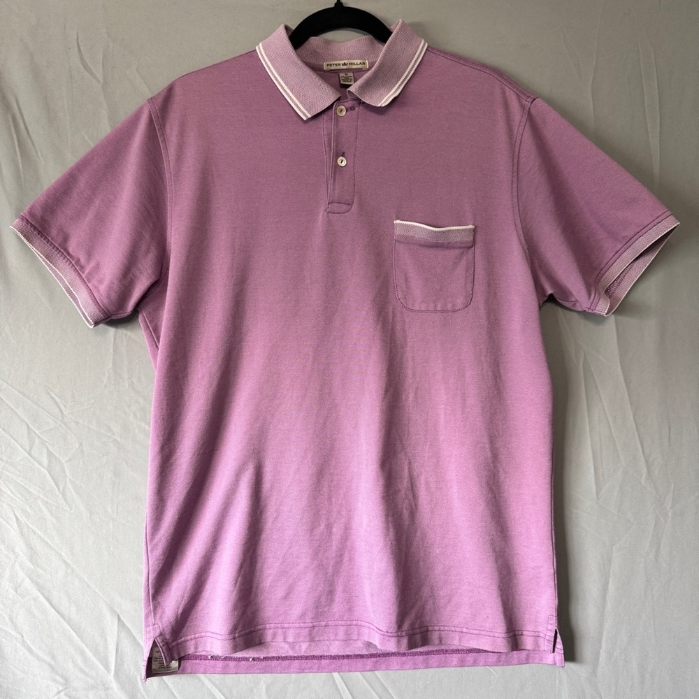 Peter Millar Mens Short Sleeve Polo Shirt Size M Purple Preppy Golf Office